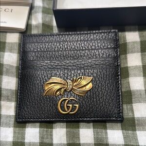 Gucci Black Card Holder with Gold Accent
